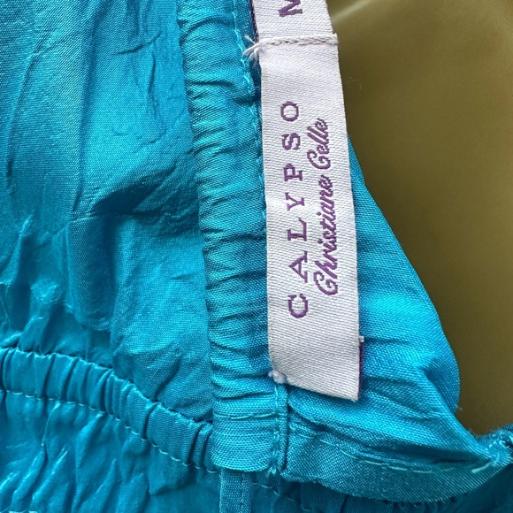 Calypso beautiful bright turquoise 100% silk dress - Picture 3 of 7